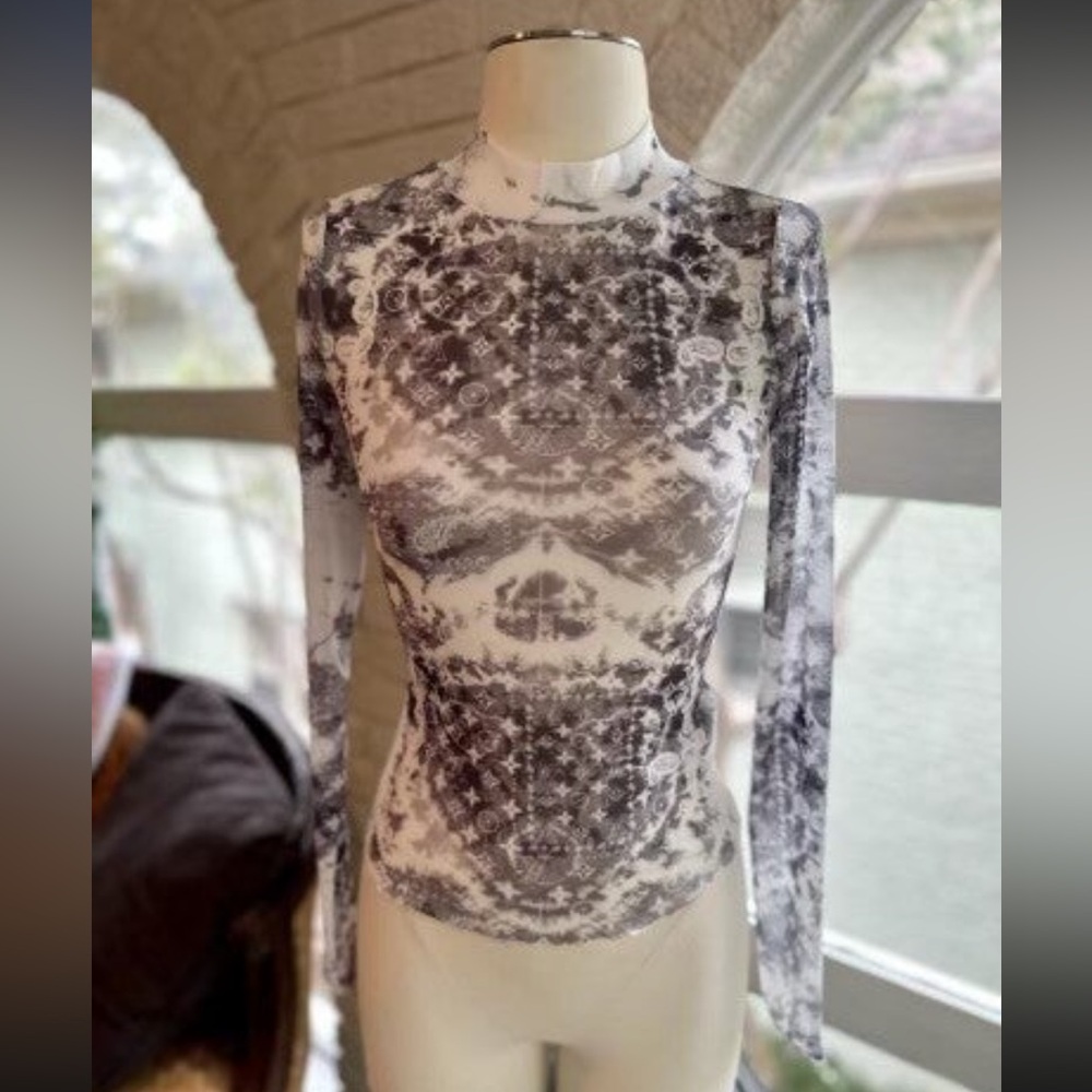 Luis Vuitton Inspired Luxe Mesh Top NWOT